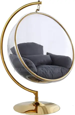 Acrylic Accent Swing Chair With Gold Metal Base
