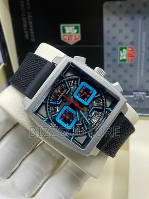Original Monaco Chronograph Black Rubber Strap Watch