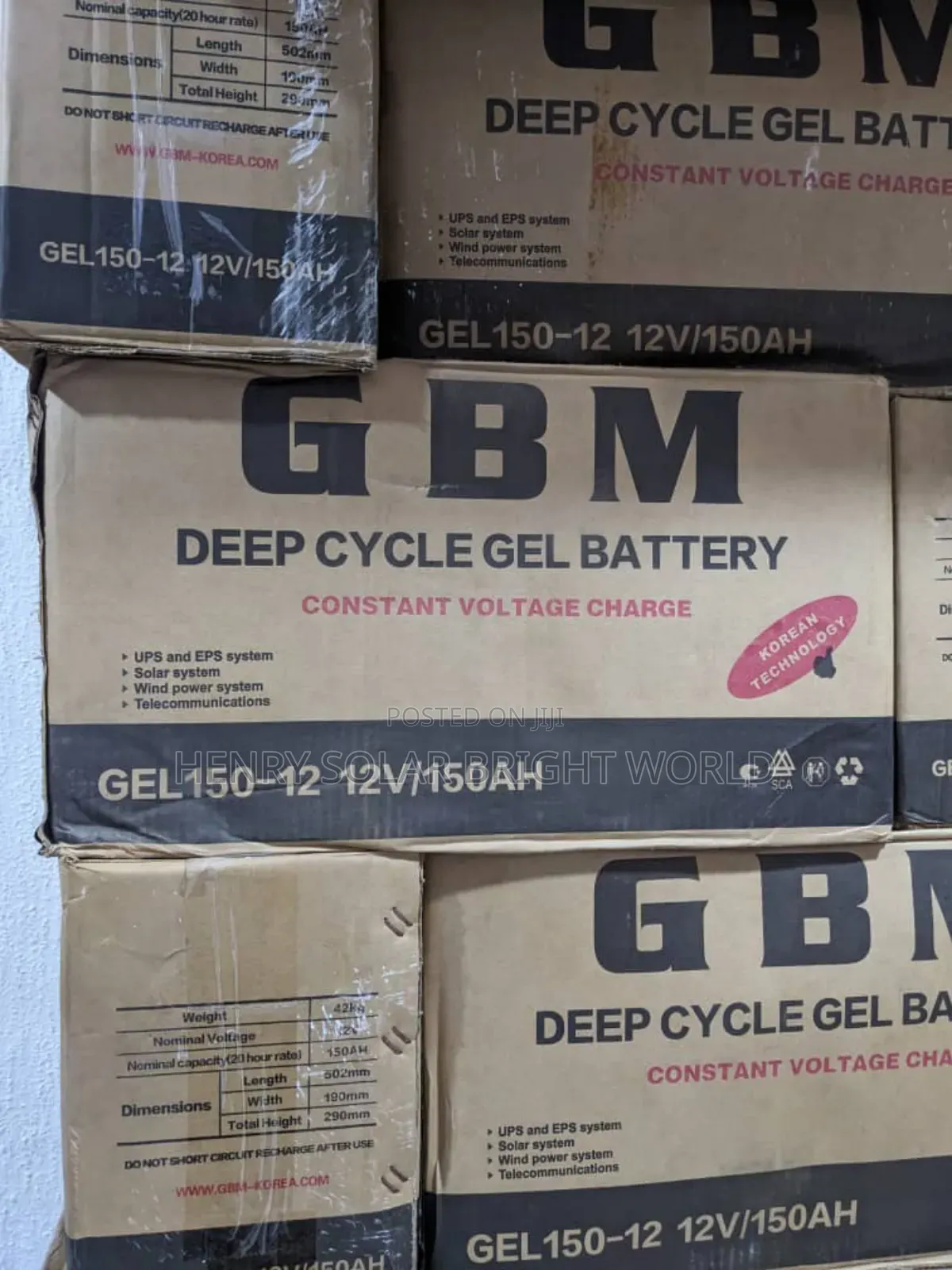 GBM 150ah Gel Battery 12v