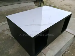 Black Centre Table With Marble Sheet Top