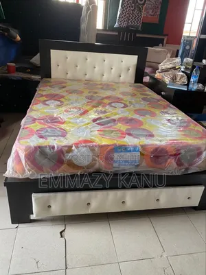 4 and Half By6 Wooden Bedframe With Mattress