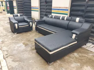 Photo - Black Leather Lshap With Single Seater