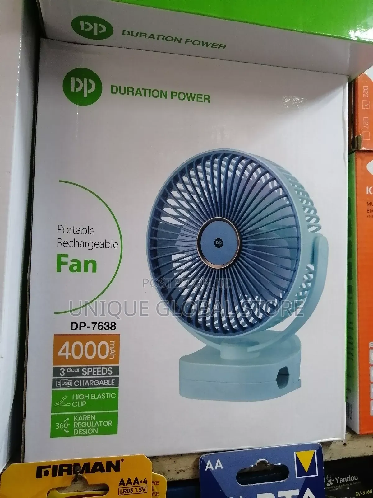 Dp Rechargeable Fan With Clip and Led Light Function