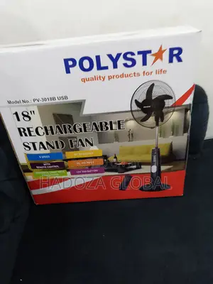The New 18"Polystar Rechargeable Standing Fan PV-3018BUSB