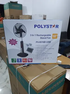 Photo - Solar Panel Rechargeable Fan With Two Bulbs(Polystar)
