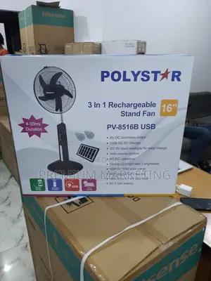 Photo - Newin! Polystar Rechargeable 16inch Fan With Solarpanel Bulb