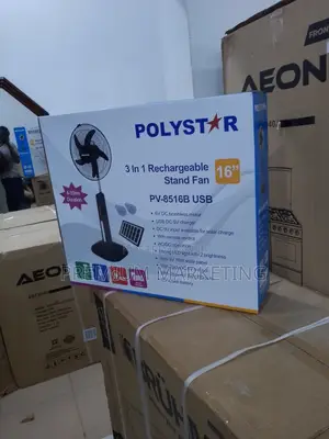 Photo - Smart 16inches Polystar Standing Fan With 2bulbs Solar Panel