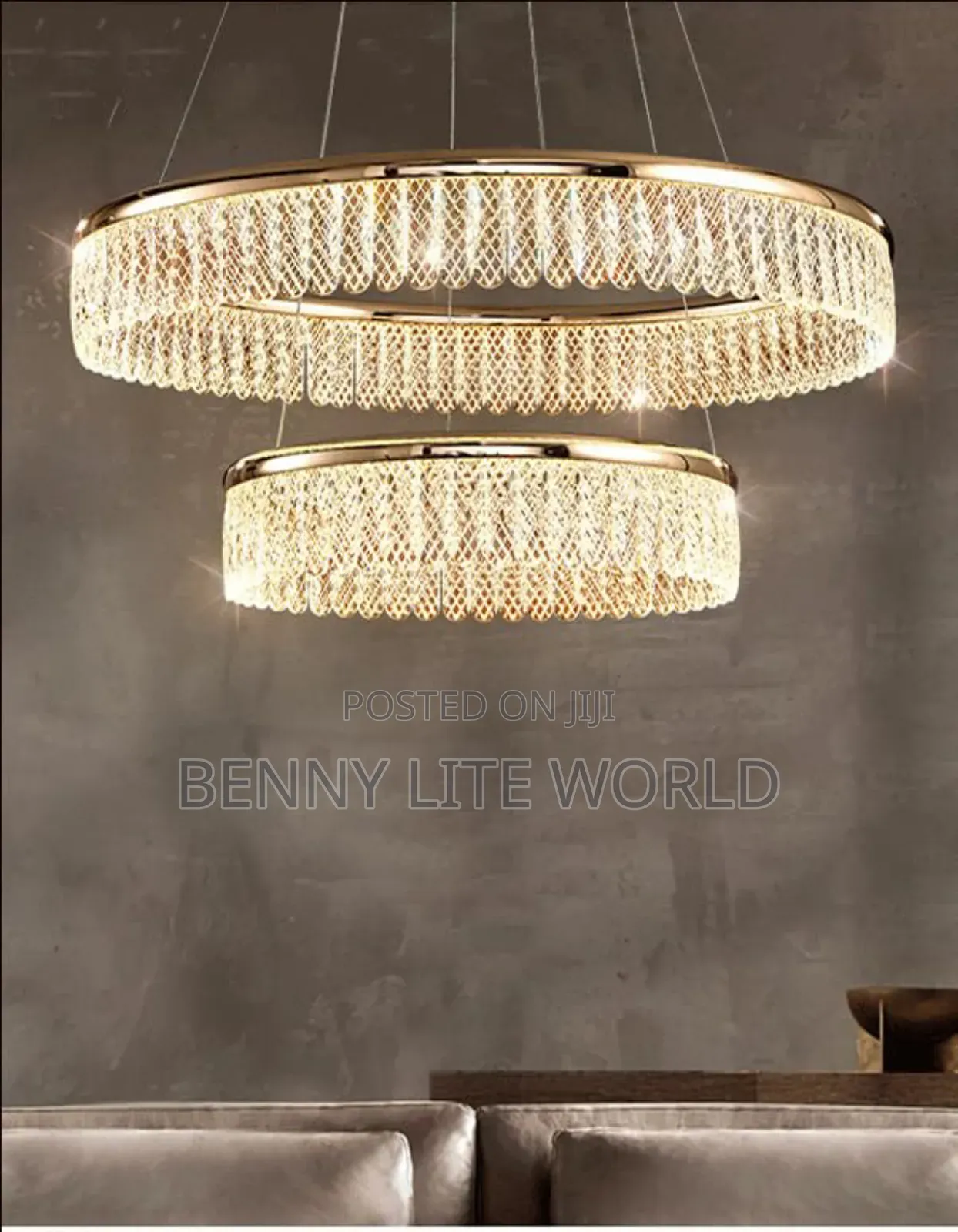Modern 2-Layer Led Glass Chandelier 24+32 Inch Flush Mounted