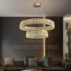 Modern 2-Layer Led Glass Chandelier 24+32 Inch Flush Mounted