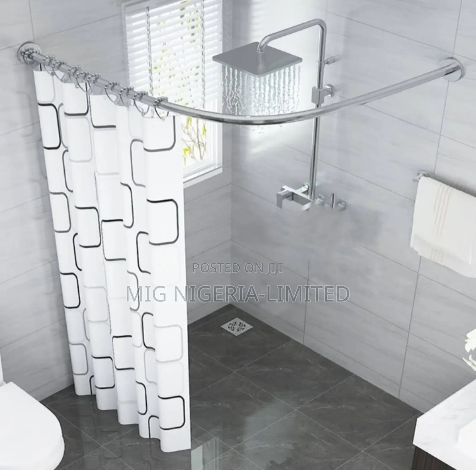 Curve Shape,C Shape Shower Curtain Rod 90cmx90cm 2pc Pack