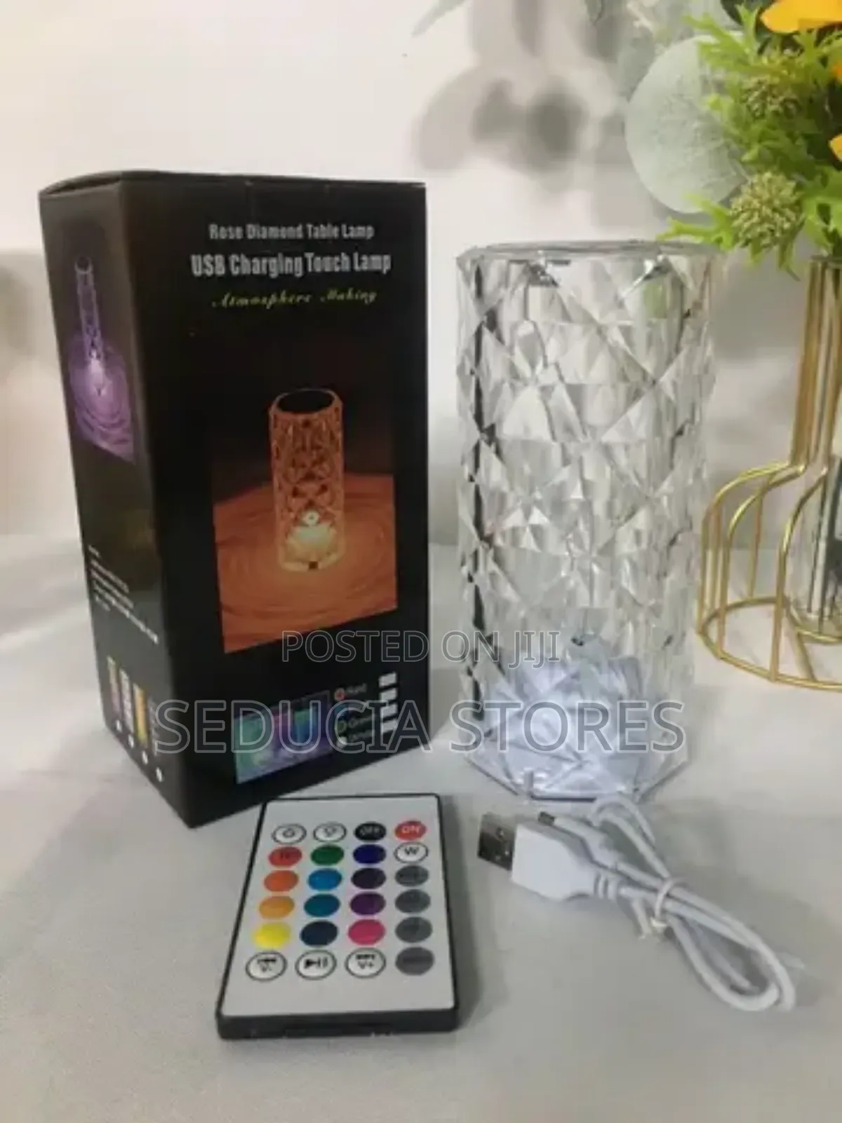 Rechargeable Diamond Crystal RGB Multi Colored Bedside Lamp