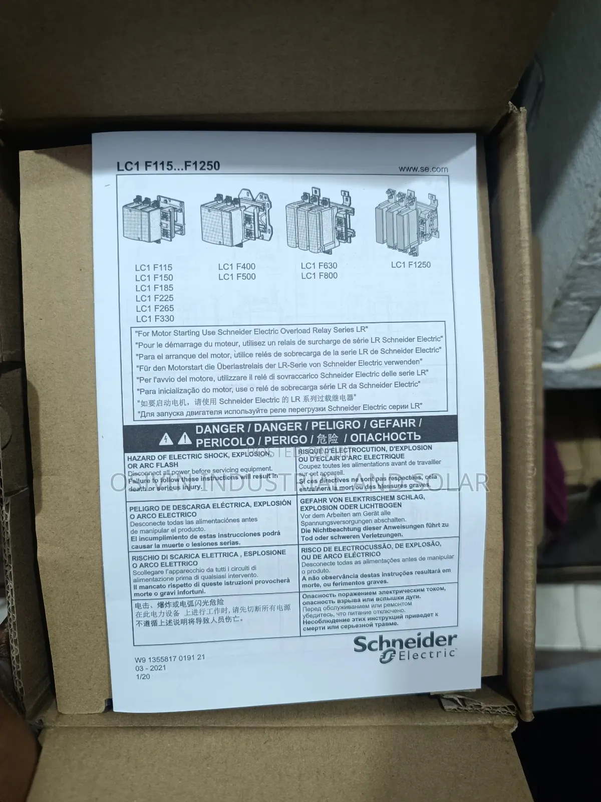 Lc1f1504 Schneider 250a Contactor 4pole