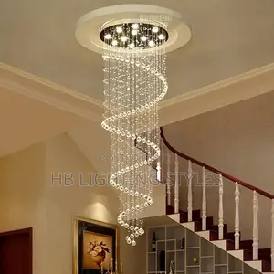 Modern Large LED Spiral Crystal Chandelier Light