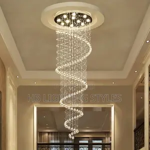 Modern Large LED Spiral Crystal Chandelier Light