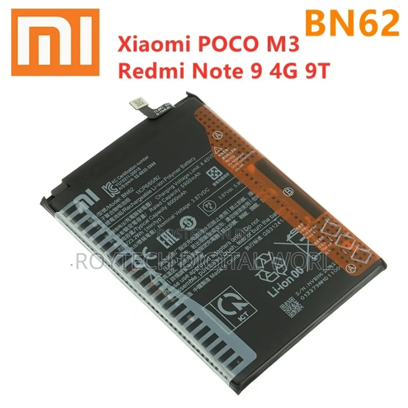 Xiaomi Redmi Note 9, Note 10, 10 Pro, 12C, 10C, 9A Battery