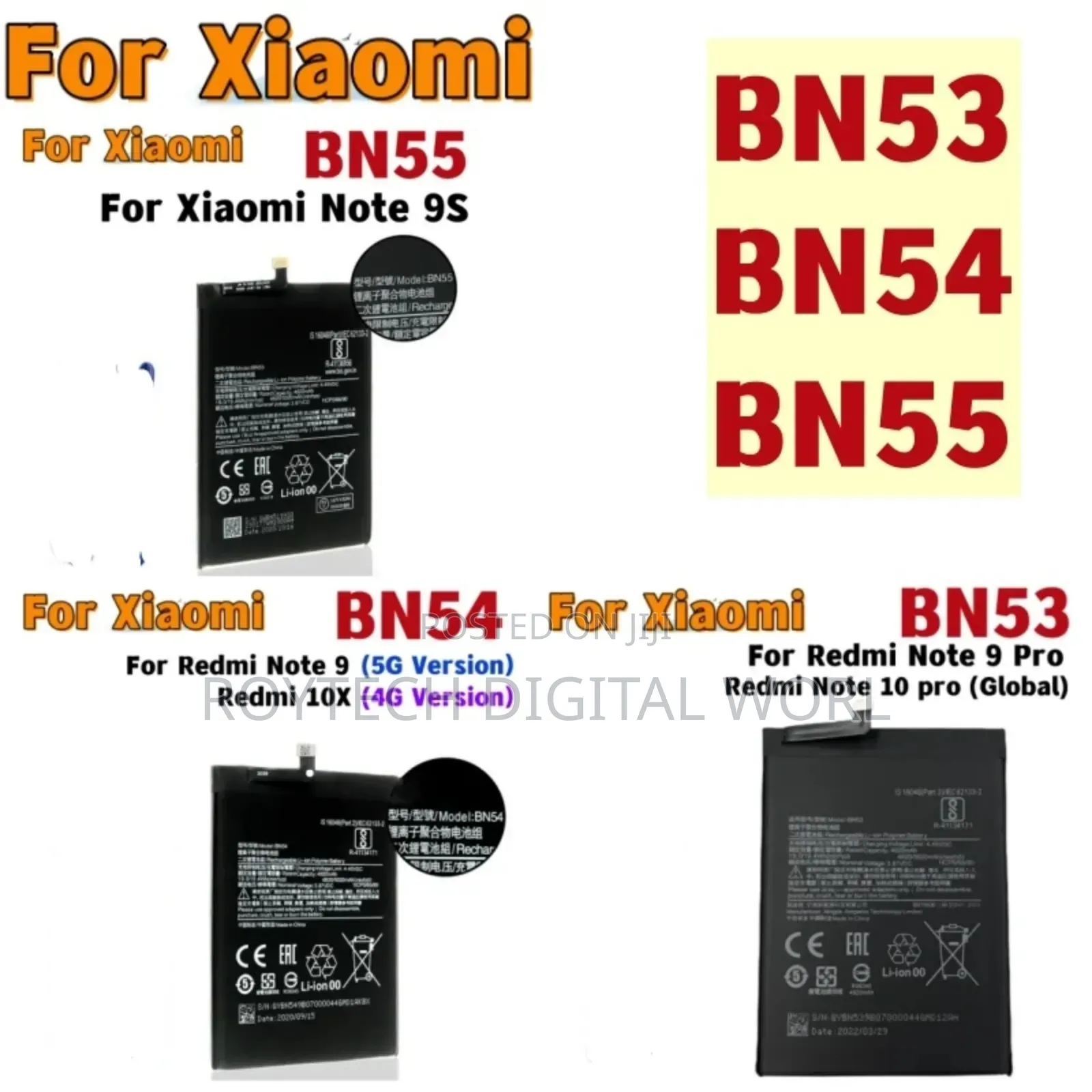 Xiaomi Redmi Note 9, Note 10, 10 Pro, 12C, 10C, 9A Battery