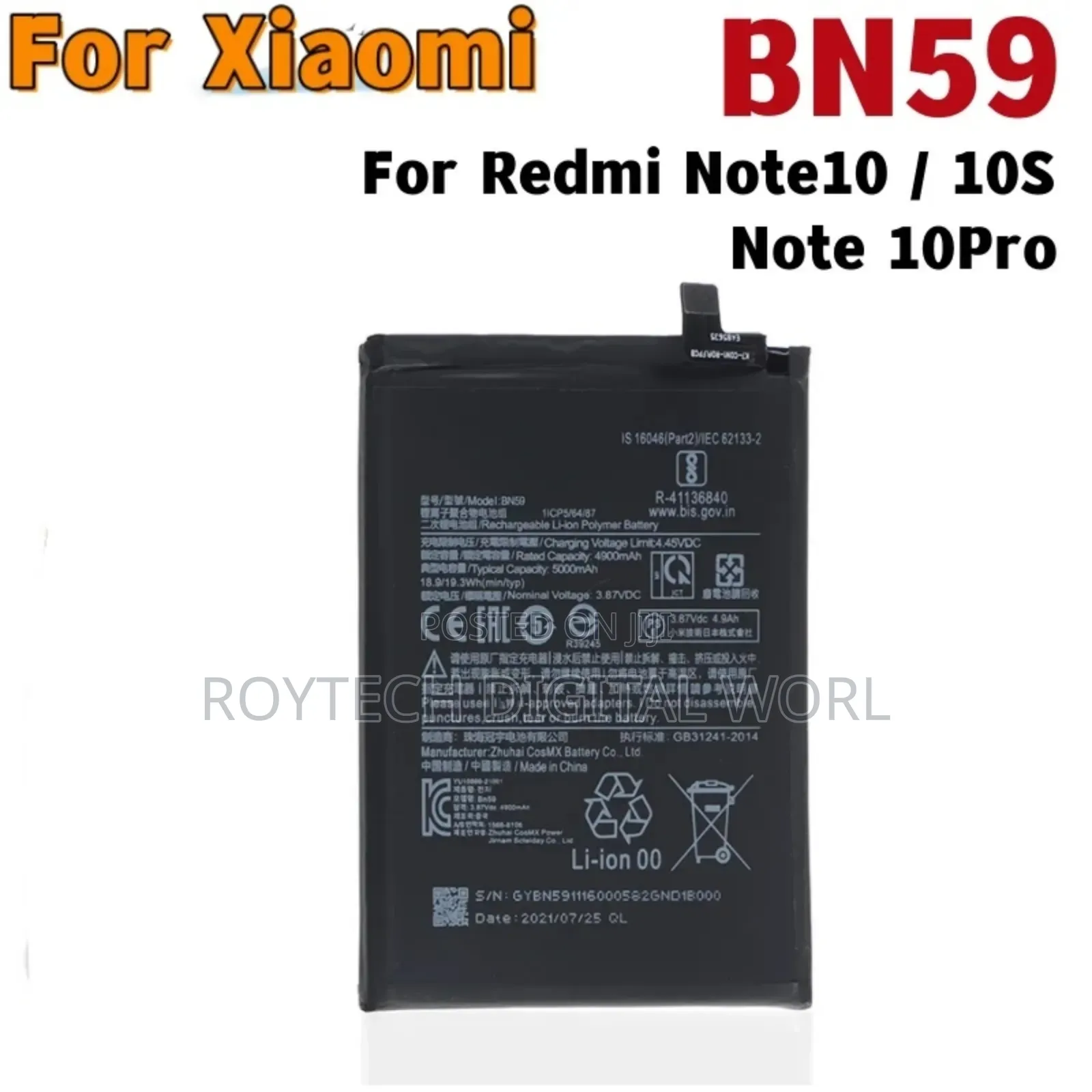 Xiaomi Redmi Note 9, Note 10, 10 Pro, 12C, 10C, 9A Battery