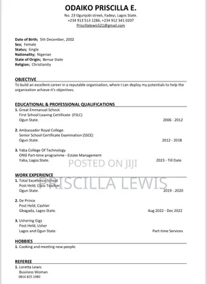 Female Sales Rep at Oshodi