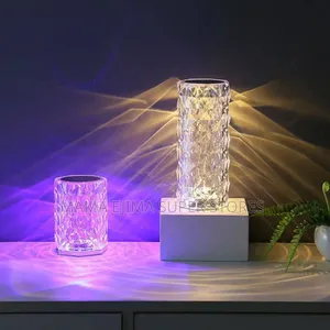 3/16 Colors LED Crystal Table Lamp Rose Light Projector Touc