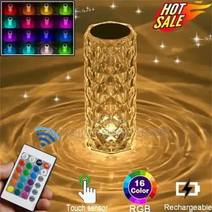 3/16 Colors LED Crystal Table Lamp Rose Light Projector Touc