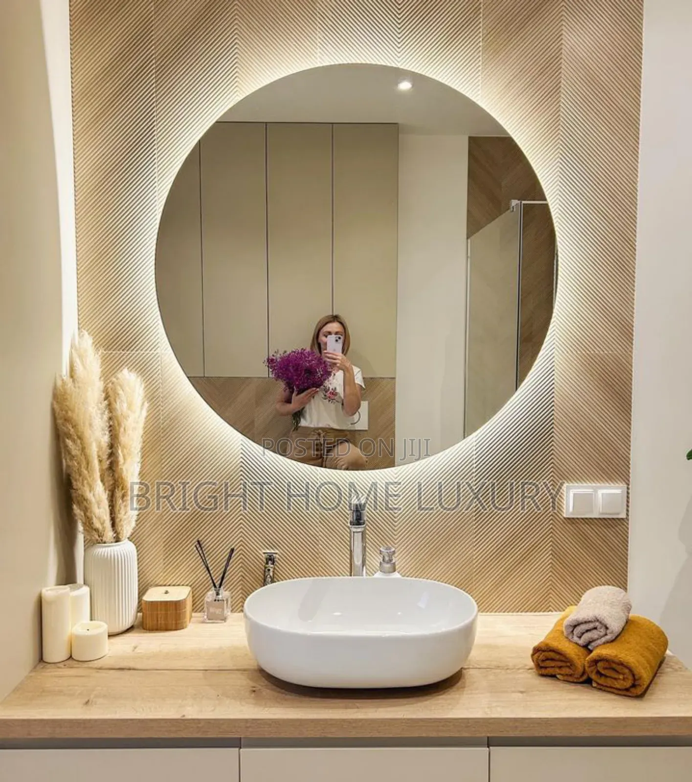 Round Wall Mounted 3light Mirror 80cm