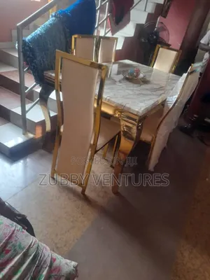 Brand New Quality and Imported Marble Dining Set Gold Frame