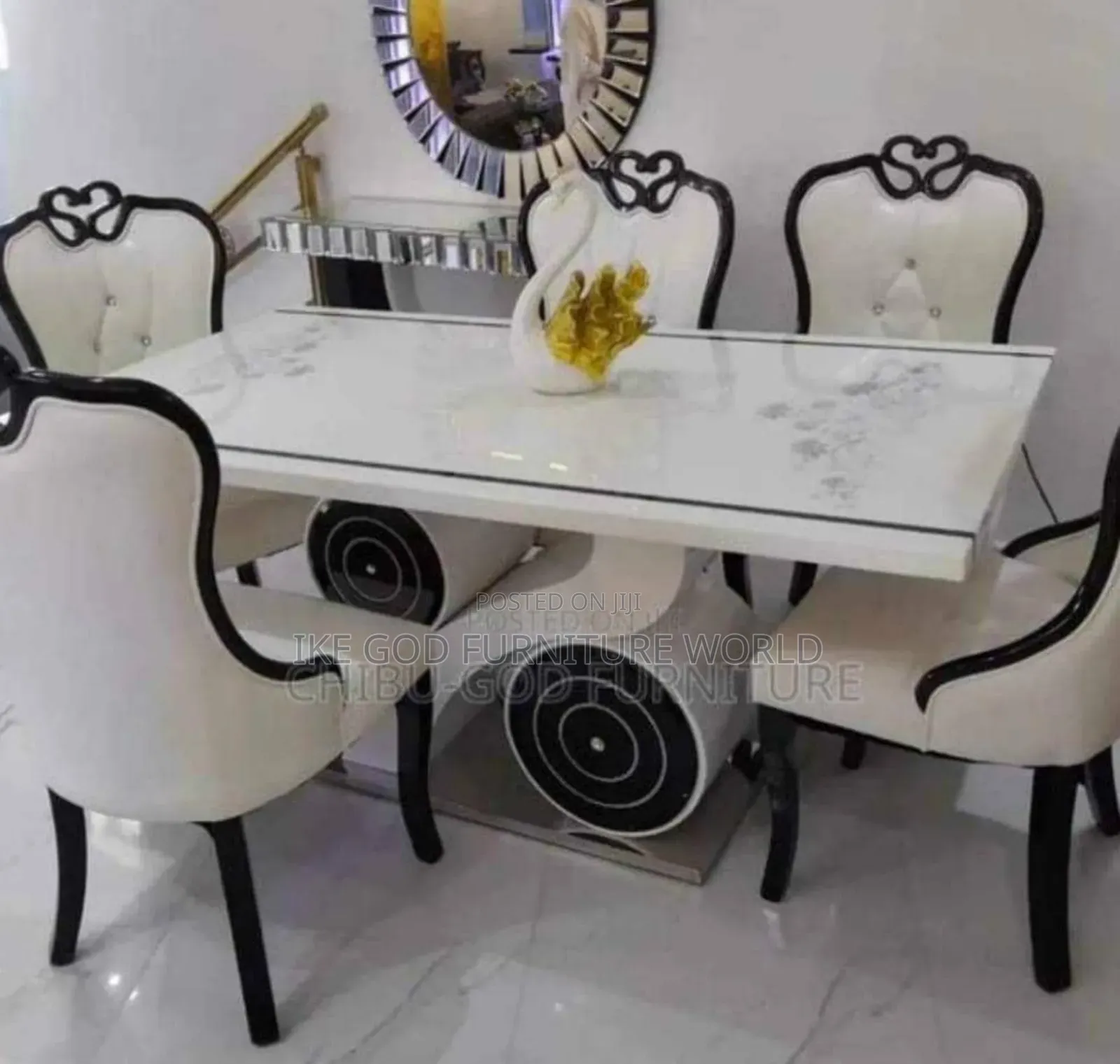 6seater Imported Turkish Marble Dining Table With Solid Chai