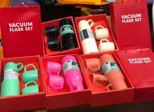 Coloured 3 in 1 Vacuum Flask Set