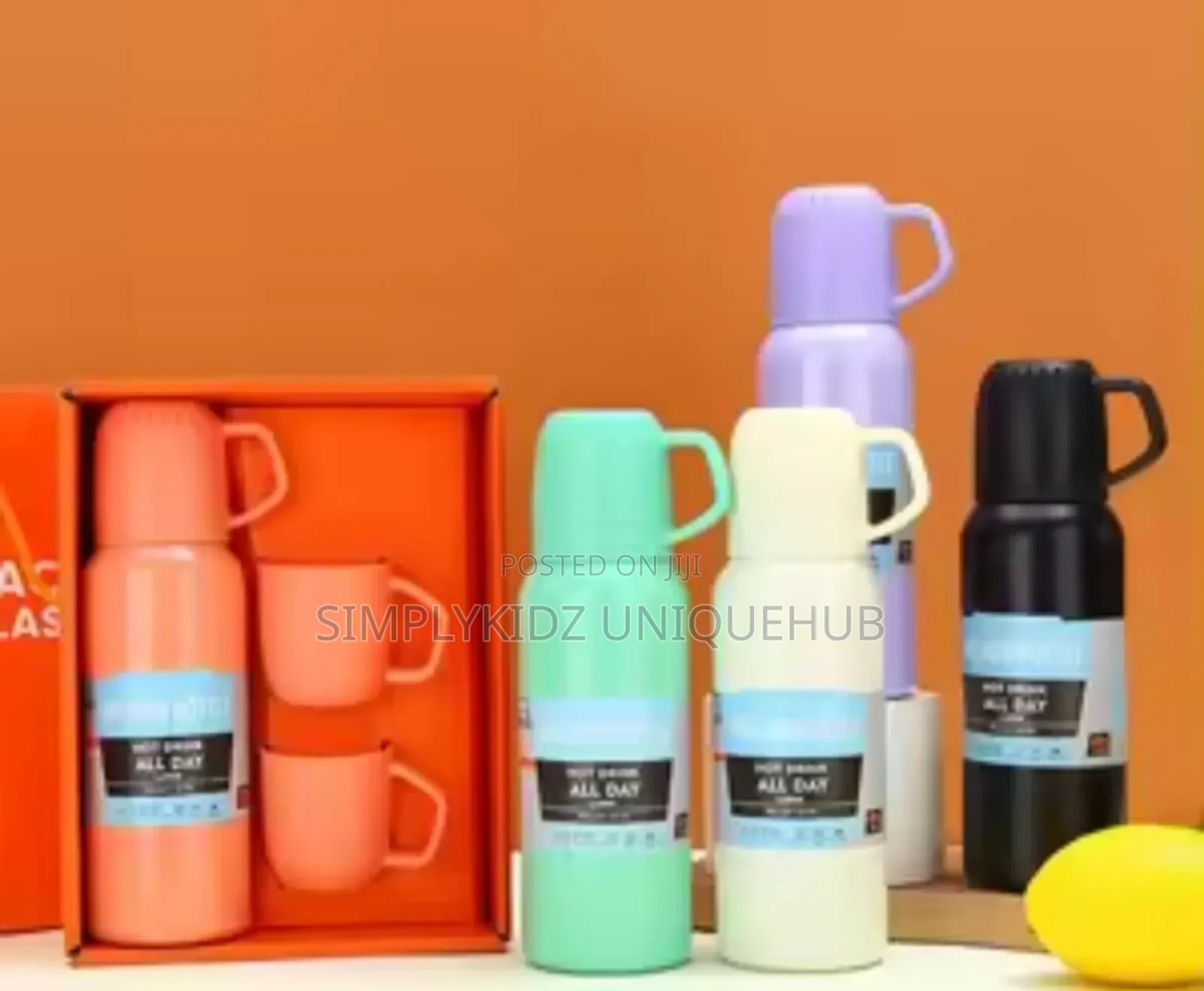 Coloured 3 in 1 Vacuum Flask Set