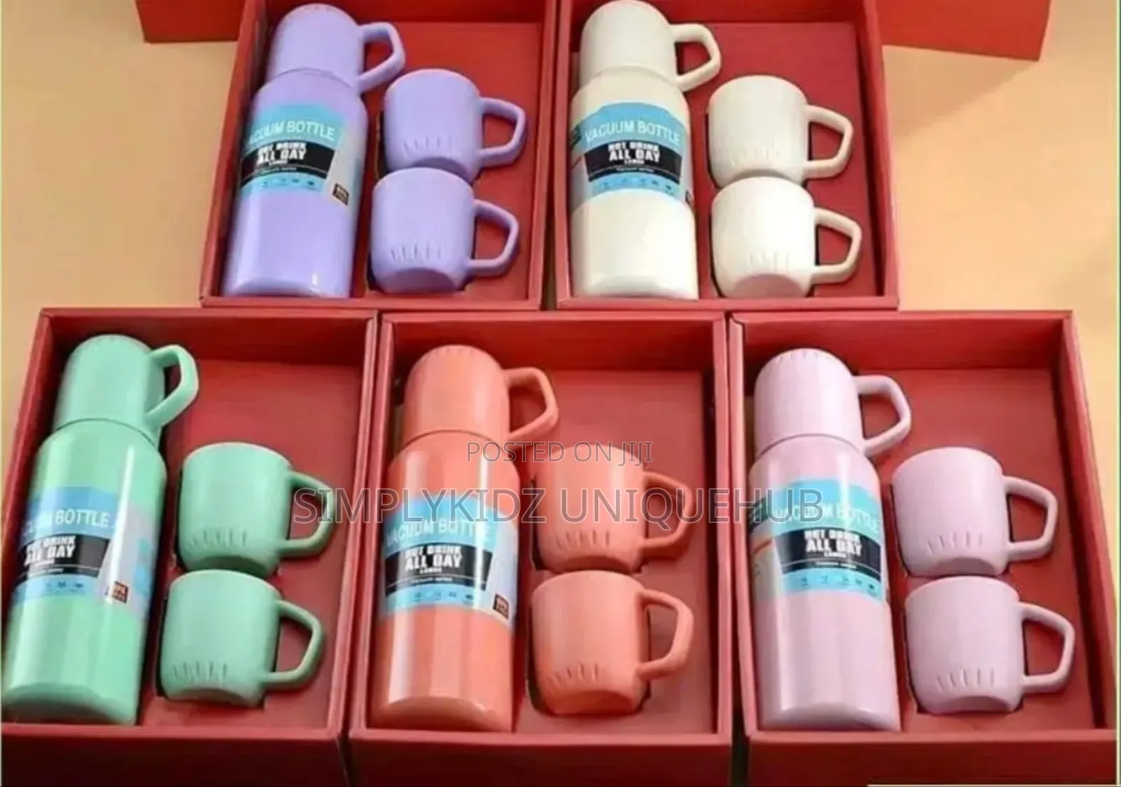Coloured 3 in 1 Vacuum Flask Set