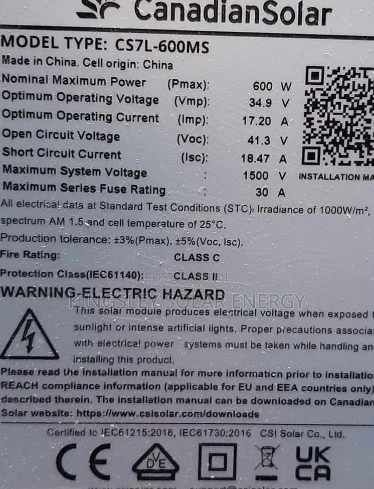 CANADIAN SOLAR PANEL (Halfcut) Mono 600watts