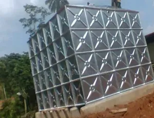 Fibreglass/Pressed Steel Water Storage Tank Construction