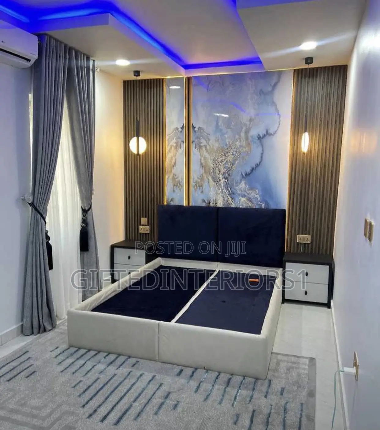Bed Frame + 3D Wall Cladding + Lights