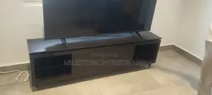 American Type Simple Tv Stand Design With Glass Shelves
