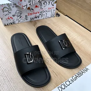 Premium Dolce and Gabbana Mature Chain Up Slides Blackxblue