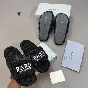 Original Balenciaga Black Furry Slides