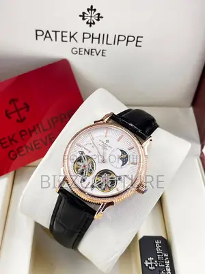 Original PATEK PHILIPPE Geneve Automatic Black Leather Watch