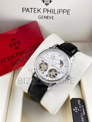 Original PATEK PHILIPPE Geneve Automatic Black Leather Watch