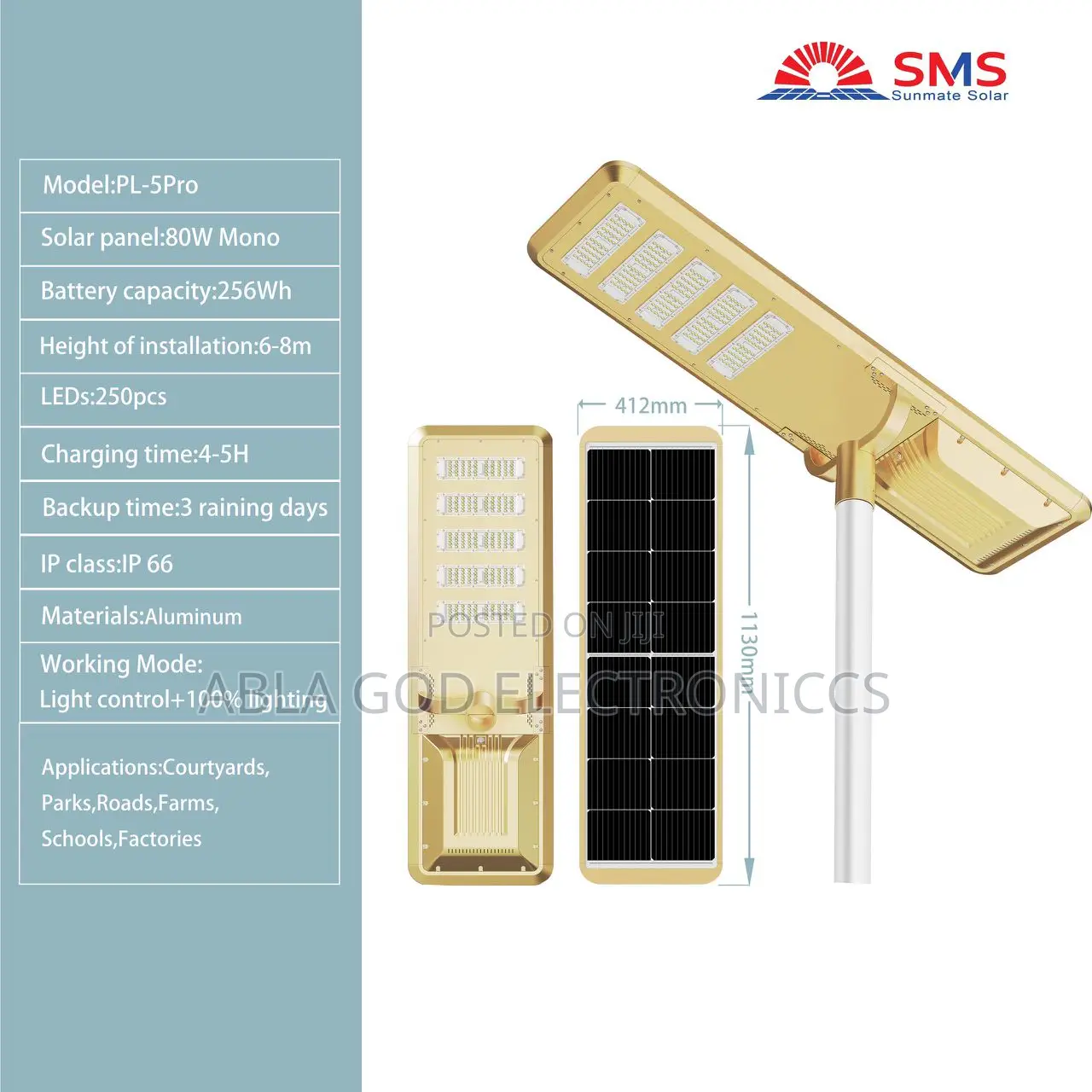 SMS Sunmate Solar Street Light All in One Aluminum.