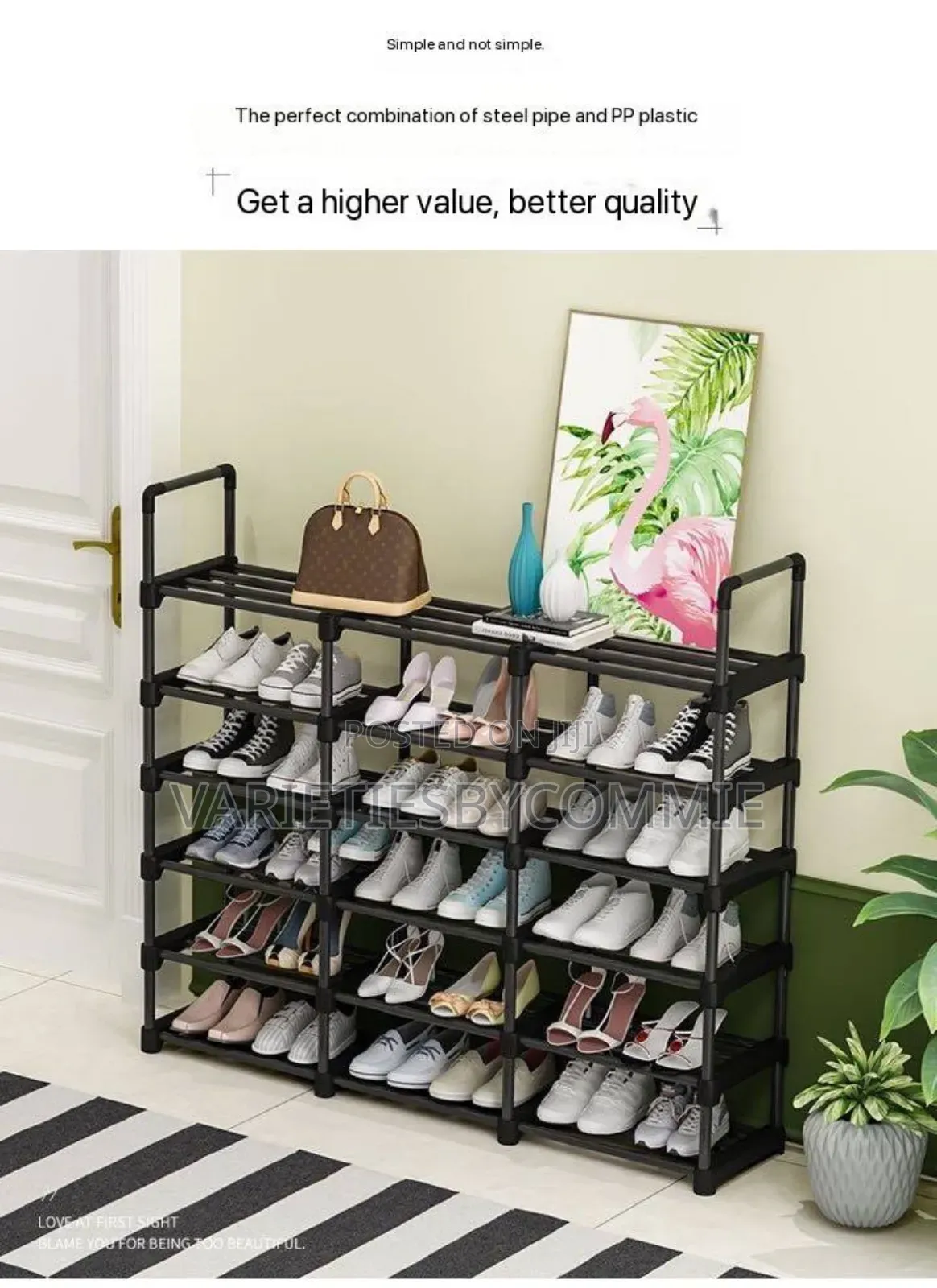 6 Layers By 3 Column Steel Shoe Rack