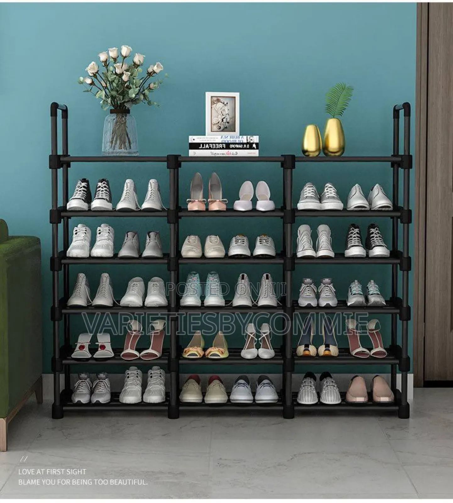6 Layers By 3 Column Steel Shoe Rack