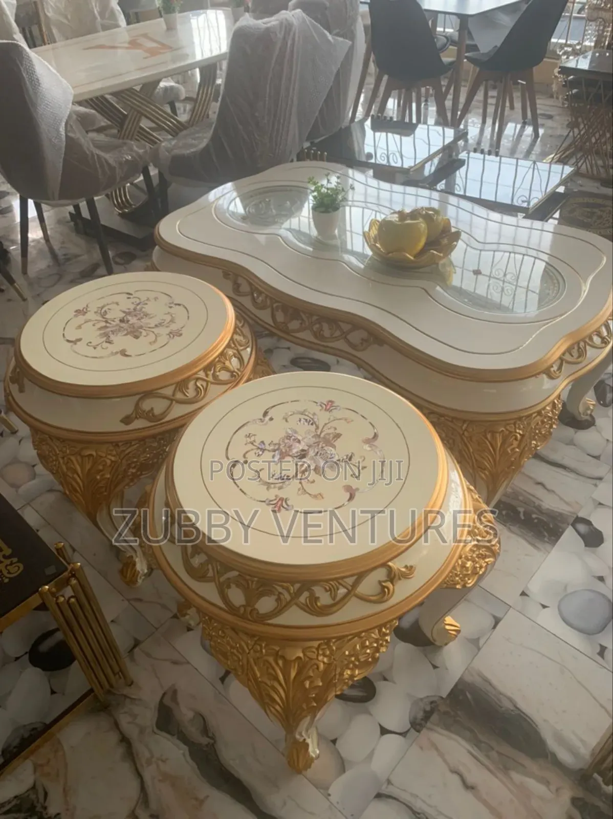 Brand New and Imported Center Table With Two Side Stools