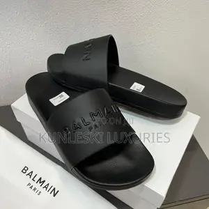 Original Balmain Men Leather Slides