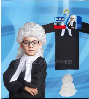 Lawyer Costume With Wig - Black White