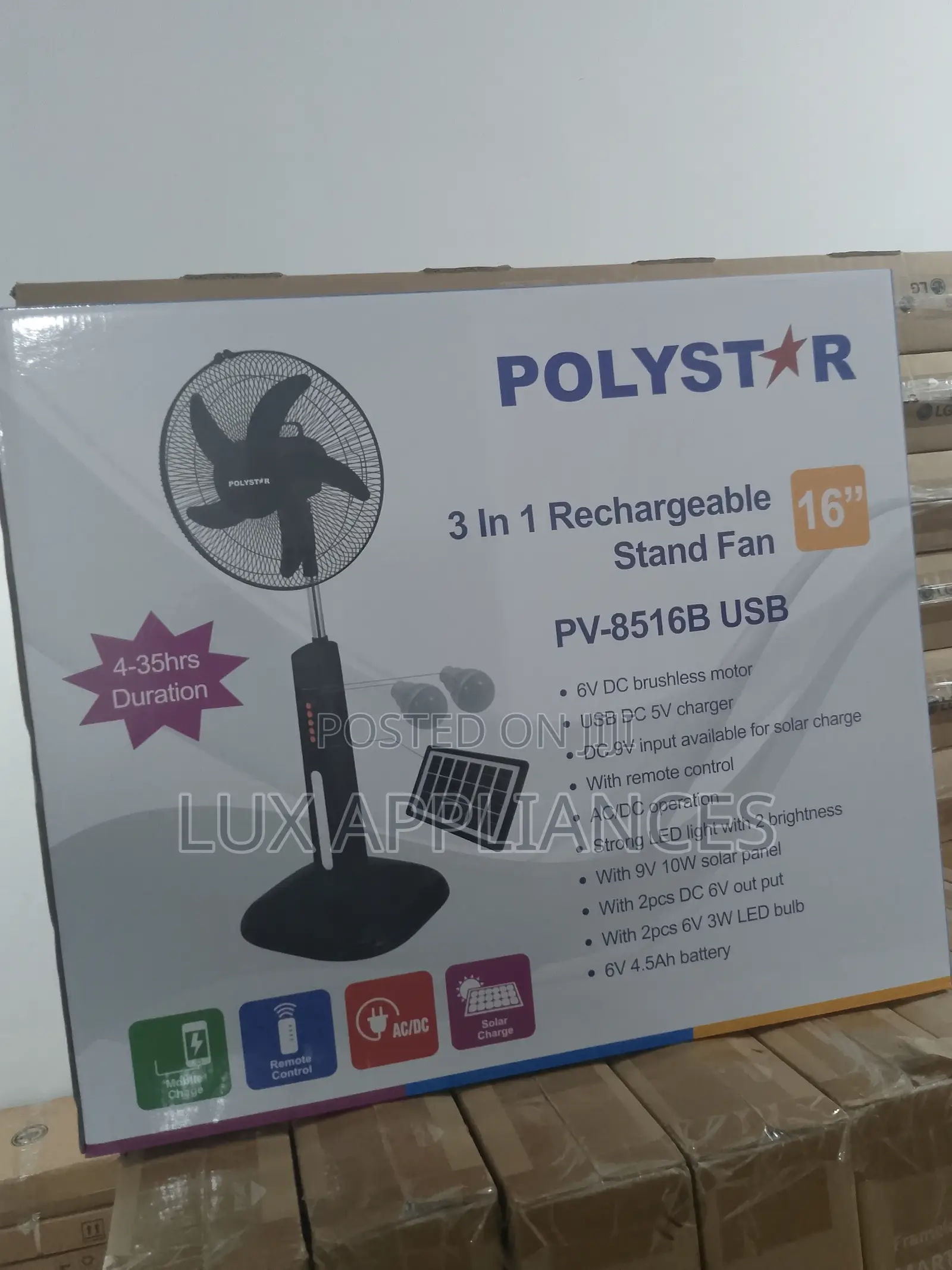 Polystar Rechargeable Standing Fan