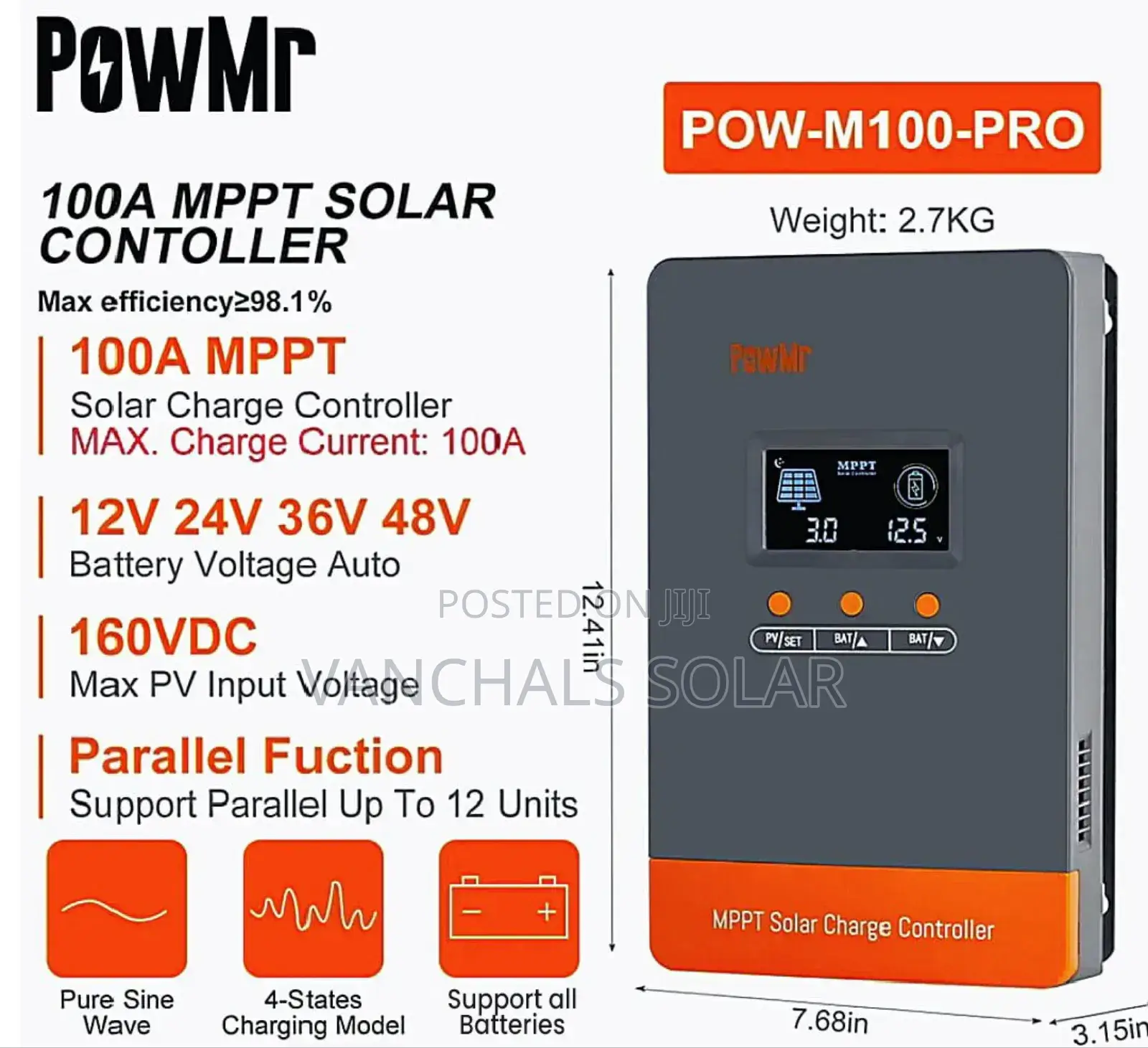 MPPT Solar Charge Controller 100a 12/24/36/48v