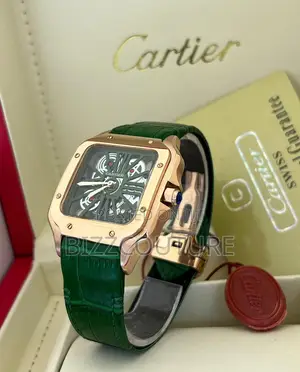Original Cartier Mechanical Green Leather Strap Watch