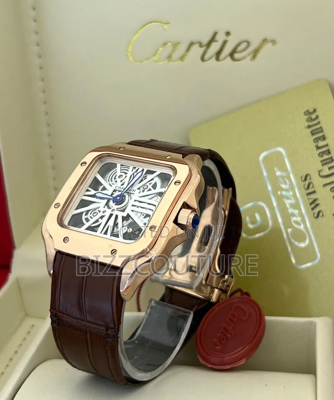 Original Cartier Mechanical Brown Leather Strap Watch