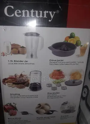 Century 11-in-1 Food Processor,Blender and Yam Pounder-Easy Cooking