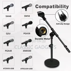 Adjustable Desktop Mic Stand With 360° Rotatable Boom